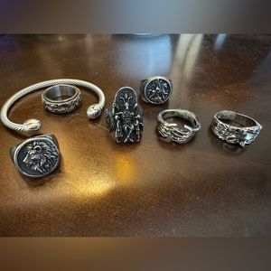 Men's Jewelry Lot: Rings and Bracelet